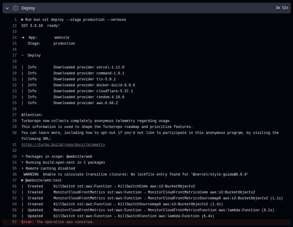 Screenshot of production build #46. Showing a very familiar problem (hanging).